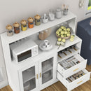 Auromie Wine Bar Cabinet with LED Light, Home Coffee Cabinet with Wine and Glass Rack, Kitchen Buffet Sideboard with Storage Cabinet&Drawers, Modern Liquor Cabinet for Living Room Dining Room (White)