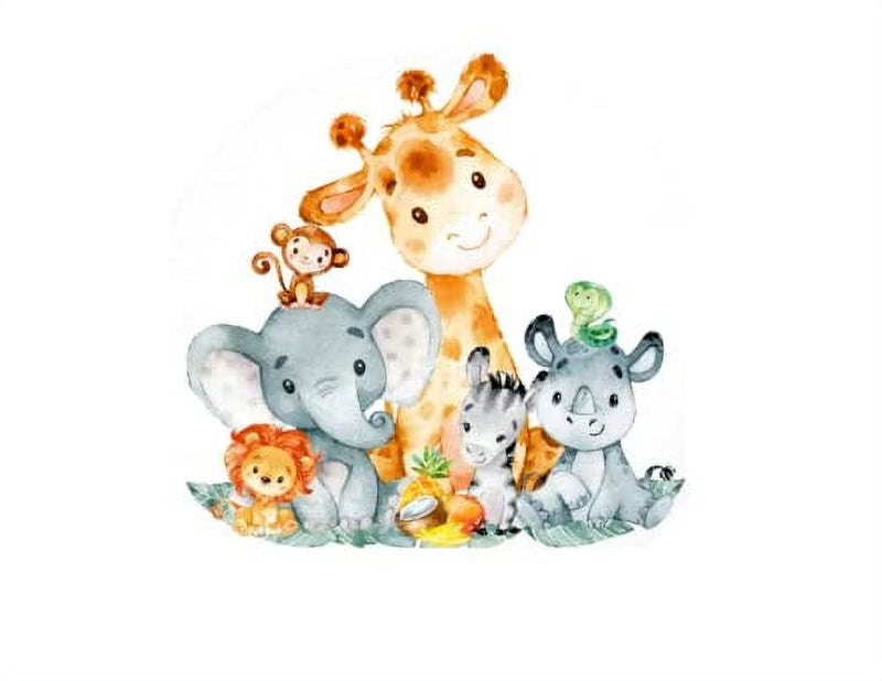 Whimsical Practicality’s Baby Jungle Animals Edible Icing Image Cake Topper-1/4 Sheet or Larger