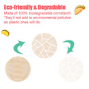 LUVCOSY 60 Pcs Large Disposable Taco Plates for Party, Cornstarch Taco Holder Plates with 2 Dipping Areas, Hold for 3 Tacos, Round Paper Taco Trays for Taco Night & Taco Tuesday, Microwave Safe