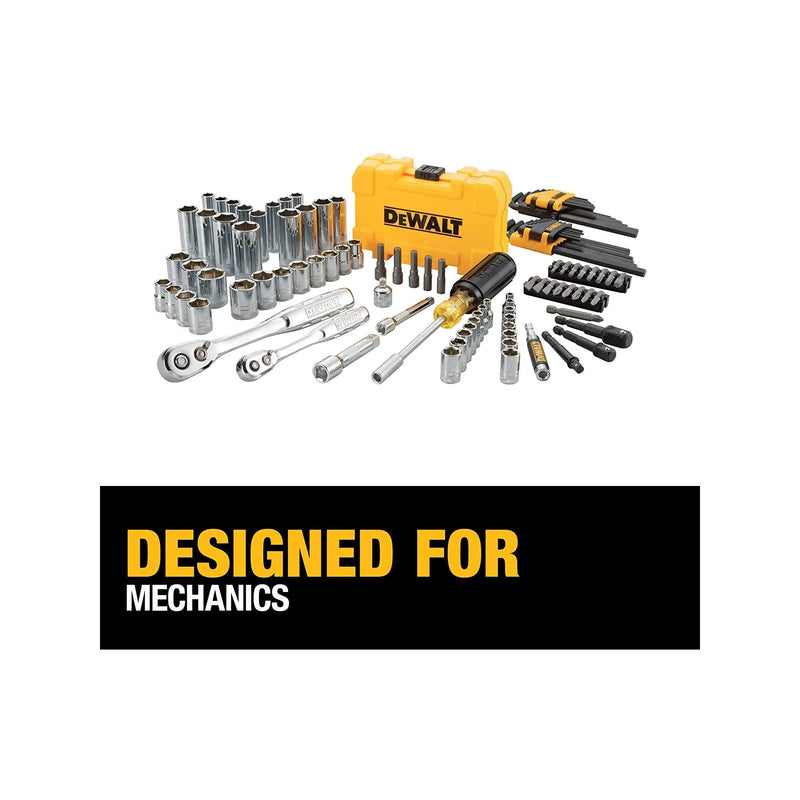 DEWALT Mechanics Tools Kit and Socket Set, 1/4" & 3/8" Drive, SAE, 108-Piece (DWMT73801)