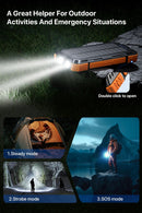 Solar Power Bank 49800mAh Wireless Portable Charger with USB-C 15W Fast Charging with 4 Built-in Cables LED Flashlight Battery Pack Compatible with iPhone, iPad, Galaxy, Perfect for Camping, Hiking