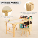 Kids Art Table and 2 Chairs with Roll Paper, Craft Table with Large Storage Shelves, Drawing Desk, Kids Activity Table and Study Table, Activity & Crafts for Children Wooden Furniture