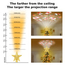 TKYHRMAS Christmas Tree Toppers Lighted with 6 Projection Modes, Christmas Star Tree Topper with Built-in LED Rotating Lights, Gold 3D Glitter Projection for Xmas Party Holiday Decorations