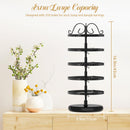 MODOWEY 5 Tiers Metal Rotating Earring Holder Organizer, Exquisite Jewelry Display Stand Necklace Rack Holder, 220 Holes for Stud Pierced Earrings Women Girls- 14x6.3 Inch (Black)
