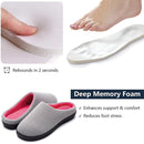 RockDove Womens Birdseye Knit Memory Foam Slippers Two Tone Slip On Open Back Breathable Waffle Upper Non Slip Rubber Sole Gift Idea, Size 7-8 US Women, Grey/Pink