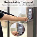 Teskyer Leather Badge Holder with Lanyard and Retractable Badge Reel, 4 Card Slots ID Card Holder with 1 Zipper Pocket for Office School Name Work IDs, Black