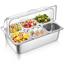Ziliny Countertop Food Serving Display Container and Clear Roll Top Cover Stainless Steel Food Serving Tray Buffet (6 Pan)