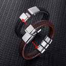 AILIN Custom Beaded Braided Bracelets For Men Lether Stainless Steel Black Brown Color