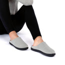 RockDove Womens Birdseye Knit Memory Foam Slippers Two Tone Slip On Open Back Breathable Waffle Upper Non Slip Rubber Sole Gift Idea, Size 7-8 US Women, Grey/Pink