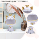 FIALAME Key Bowl for Entryway Table, Fortune Cat Statue Candy Dish for Office Desk Art Home Decor (White)