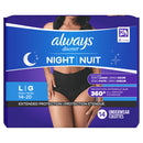 Always Discreet Overnight Adult Incontinence & Postpartum Bladder Leak Underwear for Women, Disposable, Small/Medium, 48 Count