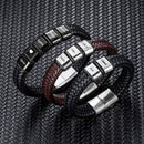 AILIN Custom Beaded Braided Bracelets For Men Lether Stainless Steel Black Brown Color