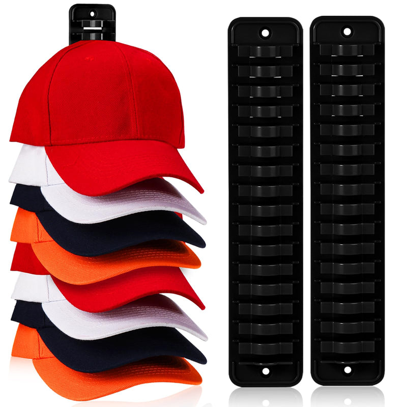 MAGTSMEI Hat Rack for Wall, 2 Packs Hat Organizer for Baseball Caps Adhesive Hat Hooks Hold Up to 32 hats, Hat Storage Display Hat Hanger Holder for Door Closet, Patent Pending