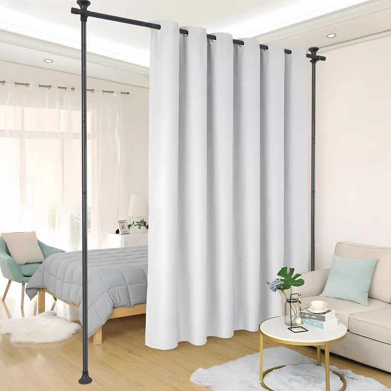 Room Divider- Adjustable 10FT No Drilling Curtain Rods Wall Divider for Room Separation, Heavy Duty Freestanding Hanging Room Divider Curtain Rod for Studio Rental, Black Room Partitions Dividers