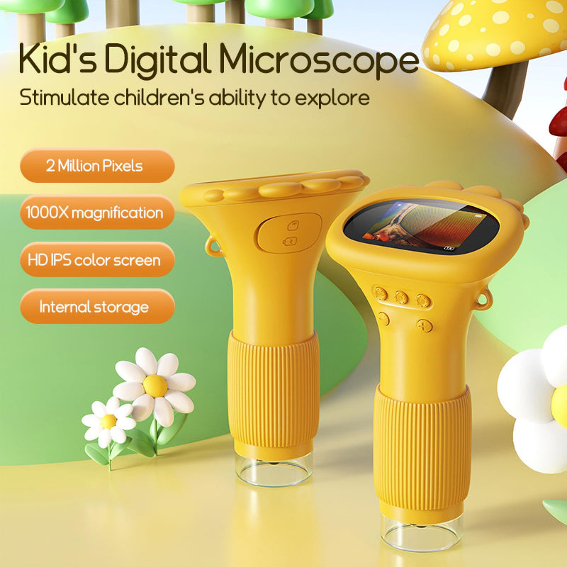 WINWEND Kids Microscope Pocket Microscope - 1000X Portable Microscope for Kids | Photo and Video Mini Microscope | 2'' Digital Little Scientist Microscope for Kids Over 3 Years Old