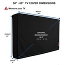 iBirdie Outdoor TV Cover 60 to 65 inch Weatherproof, Cover Size 58''L x 37''H, Waterproof for Outside Flat Screen 60 to 65 inch TV, Black, 600D Thick Fabric TV Screen Protector with Bottom Cover