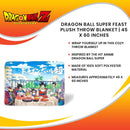 Dragon Ball Super Feast Plush Throw Blanket | Super Soft Fleece Blanket, Cozy Sherpa Cover for Sofa and Bed, Home Decor Room Essentials | Anime Manga Gifts and Collectibles | 45 x 60 Inches
