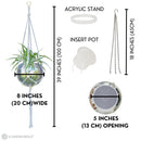 SCANDINORDICA Disco Ball Planter – Value Package: Disco Planter with Chain, Macrame Hanger and Acrylic Stand, Includes Self Watering Insert, Preppy Room Decor, Funky Decor | 8 inch Silver