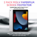 Peslv 2 Pack Like Paper Screen Protector for iPad 9th/8th/7th (10.2-Inch, 2021-2019), Matte Anti Glare PET Film/Blue Light Filter Eye Protection Cover/Drawing & Writing Feel Like on Paper