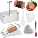 Spam Musubi Mold Kit 6 PCS, Stainless Steel Musubi Press Mold Onigiri Mold Set Rice Ball Mold Masubi Molds Kit Spam Slicer Sushi Making Kit Spam Musubi Maker Kit for DIY Hawaiian Musubi