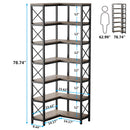 Tribesigns 7-Shelf Corner Bookshelf,Large Modern Corner Bookcase, 7-Tier Tall Corner Shelf Storage Display Rack with Metal Frame for Living Room Home Office (Grey)