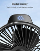 Koonie Portable Stroller Fan for Baby, Rechargeable Battery Operated, 3 Speeds, 360° Rotation, 25db Low Noise,Digital Display, Detachable Flexible Tripod Clip-on Car Seats, Tent, Crib, Treadmill
