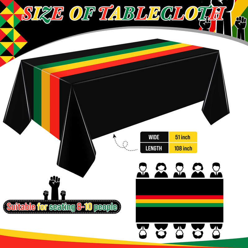 Kinlop 3 Pcs Juneteenth Tablecloth 108 x 51 Inch Freedom Day Table Covers Plastic Waterproof Disposable Table Clothes Decoration for Africa American Independence Celebrate Freedom Party Supplies