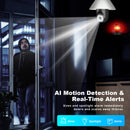 AlkiVision 2K Light Bulb Security Camera Wireless Outdoor - 360° AI Motion Detection Cameras for Home Security Outside, 2.4G Hz, Full-Color Night Vision, Auto Tracking, Siren Alarm, SD/Cloud Storage