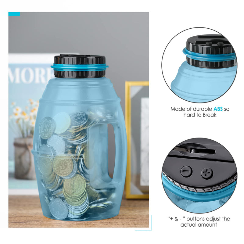 X-Large Piggy Bank for Adults, Vcertcpl Digital Counting Bank with LCD Counter, 2.8L Capacity Coin Bank Money Jar, Designed for All US Coins (Blue2)