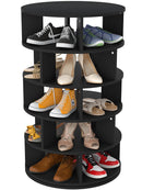 Aheaplus Rotating Shoe Rack, 5-Tier Wood Shoe Organizer for Closet, 360° Spinning Shoe Rack Tower Space-Saving Shoe Storage Shelf for Entryway, Garage, Bedroom, Black