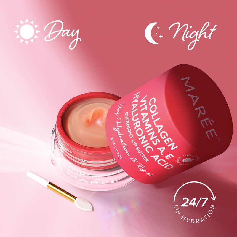 MAREE Lip Mask with Hyaluronic Acid - Overnight Lip Treatment - Lip Moisturizer for Very Dry Lips, Lip Sleeping Mask Butter Balm, Lip Care Hydration, Repair for Dry Cracked Lips - Hidratante de Labios