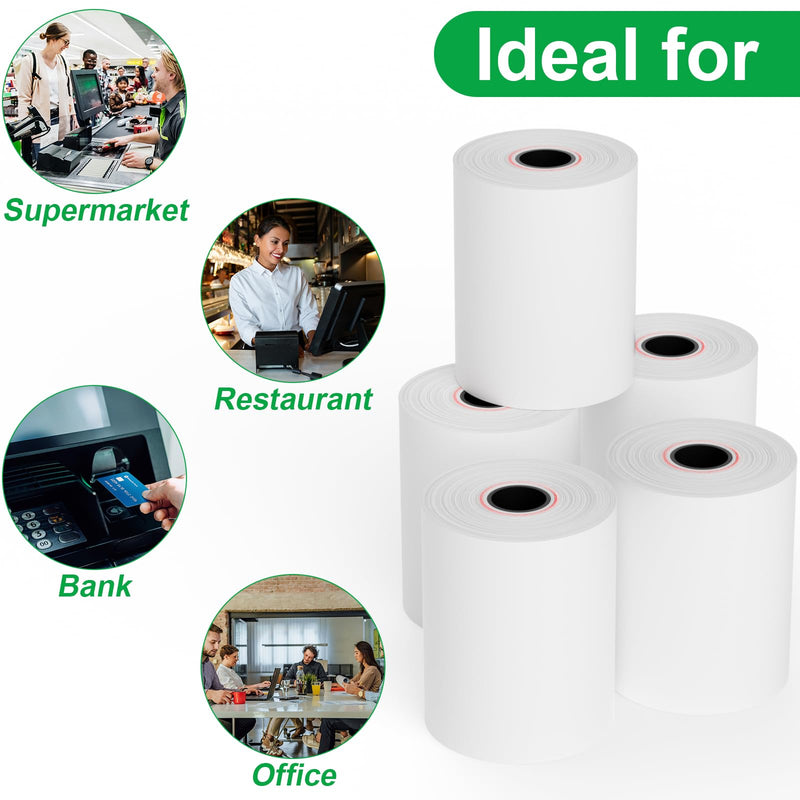 Thermal Paper Rolls 2.25 x 50 ft, 5 Rolls Credit Card Receipt Paper 2 1/4 x 50, Premium Thermal Receipt Paper Fits All 58mm Mini POS Thermal Printer (2 1/4" x 50' Thermal Paper Rolls)