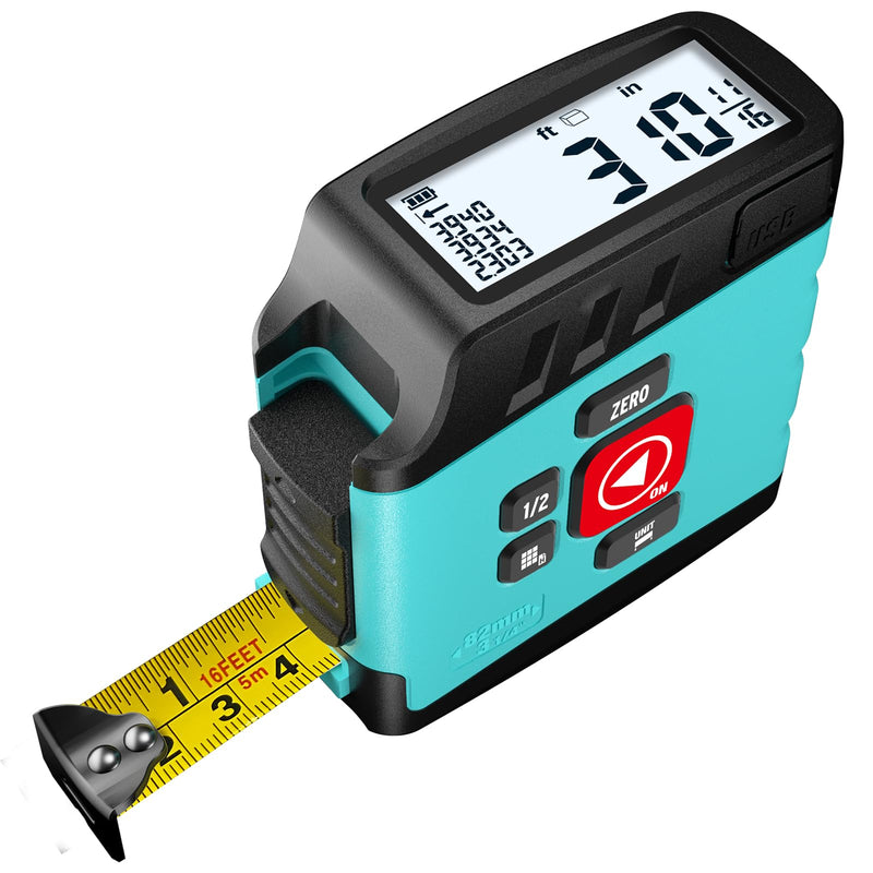 2-in-1 Digital Tape Measure - Ft/Ft+in/in/M/cm/mm 16Ft Tape Measure, Backlit Display USB Rechargeable Tape Measure with Display, 20 Groups Historical Memory ACPOTEL DT20 (Gen-2)