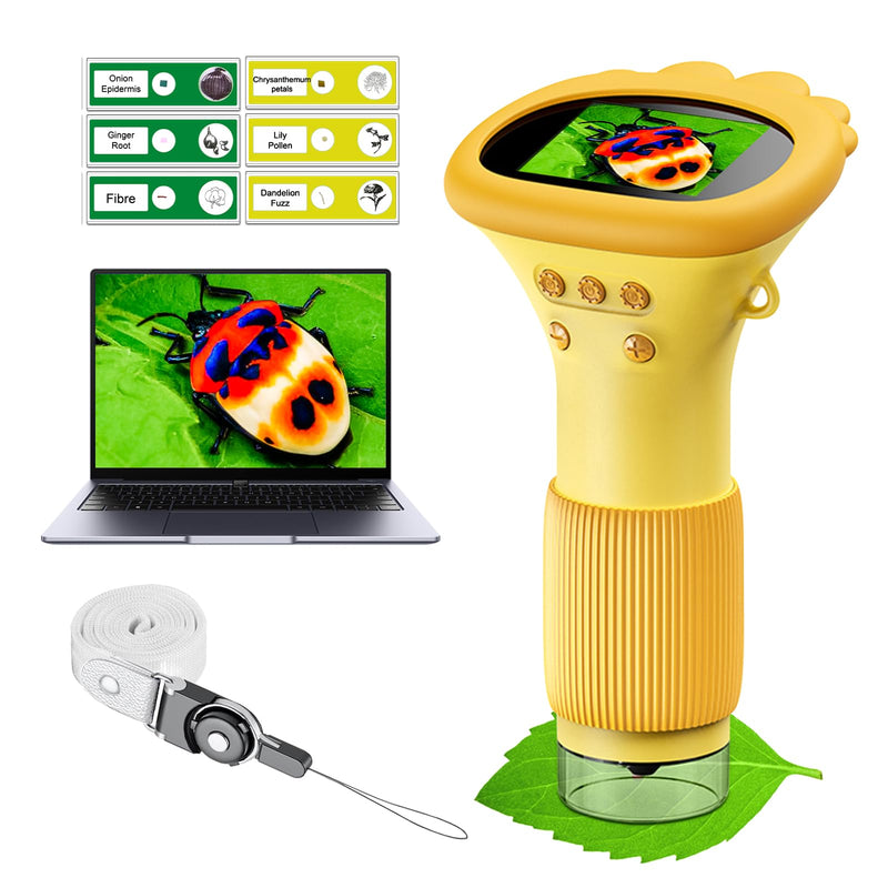 WINWEND Kids Microscope Pocket Microscope - 1000X Portable Microscope for Kids | Photo and Video Mini Microscope | 2'' Digital Little Scientist Microscope for Kids Over 3 Years Old