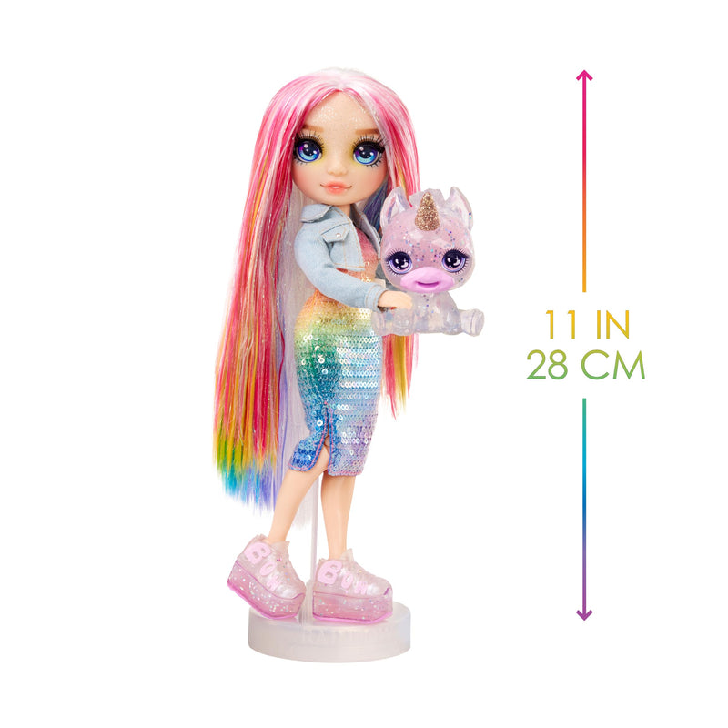 Rainbow High Amaya, Rainbow with Slime Kit & Pet, 11" Shimmer Posable Fashion Doll with DIY Sparkle Slime, Magical Yeti Pet, Fun Play Accessories, Great Toy Gift for Girls Kids Ages 4-12 Years