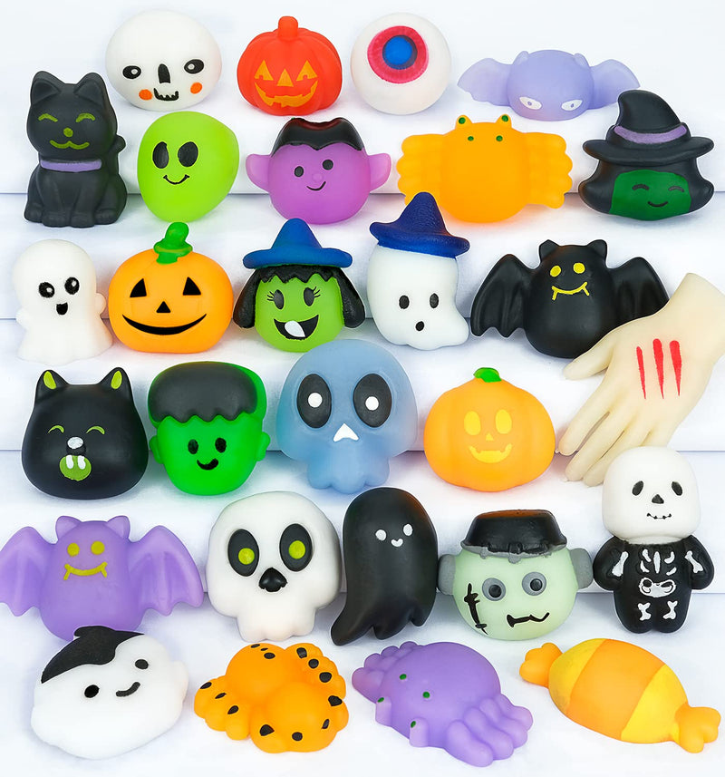 30Pcs Halloween Squishy Toys Mochi Squishy Toys Halloween Party Favors for Kids Trick or Treat Toys Goodie Bag Fillers for Boys Girls Kids Birthday Party Favors Piñata Classroom Prizes