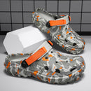 Men's Slip On Clogs Outdoor Athletic Sports Sandals Unisex Adult Breathable Garden Shoes Non Slip Water Beach Shoes Slippers Sandals with Adjustable Backstrap Grey/Orange 47