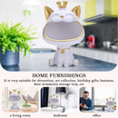 FIALAME Key Bowl for Entryway Table, Fortune Cat Statue Candy Dish for Office Desk Art Home Decor (White)