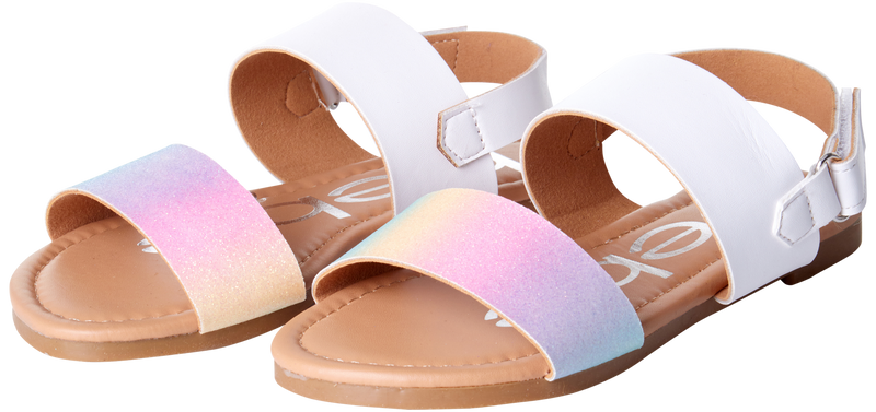 bebe Girls’ Sandal – Two Strapped Patent Leatherette Glitter Sandals (Toddler/Little Kid)