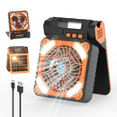 Smiling Shark Camping Fan with LED Lantern, USB Rechargeable Solar Camp Fan with 4 Speeds Powerful Wind & 3 Timer 90° Foldable Cordless Portable Tent Fan for Camping Fishing Hiking
