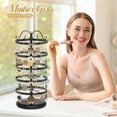 MODOWEY 5 Tiers Metal Rotating Earring Holder Organizer, Exquisite Jewelry Display Stand Necklace Rack Holder, 220 Holes for Stud Pierced Earrings Women Girls- 14x6.3 Inch (Black)