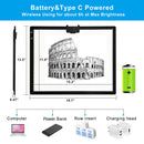 TOHETO A3 Light Pad, Rechargeable Light Board for Diamond Painting, Tracing Light Box with Stand and Clip, Light Table Lightbox for Tracing, Drawing