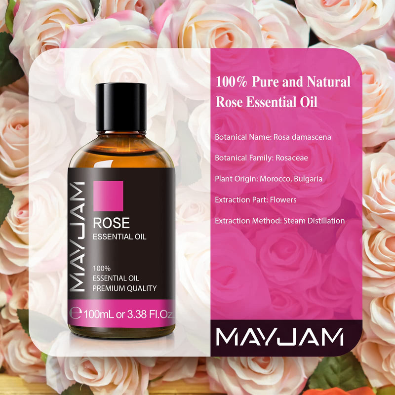 Rose Essential Oil, MAYJAM Premium Pure Essential Oils for Diffusers for Home, 3.38FL.OZ