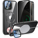 [Camera Invisible Stand & Slide Pop-up Lock] Magnetic Privacy Case for iPhone 15 Pro Max [Compatible with MagSafe] [Full Lens Protection+Invisible Kickstand] Full Body Metal Bumper Cover-Black