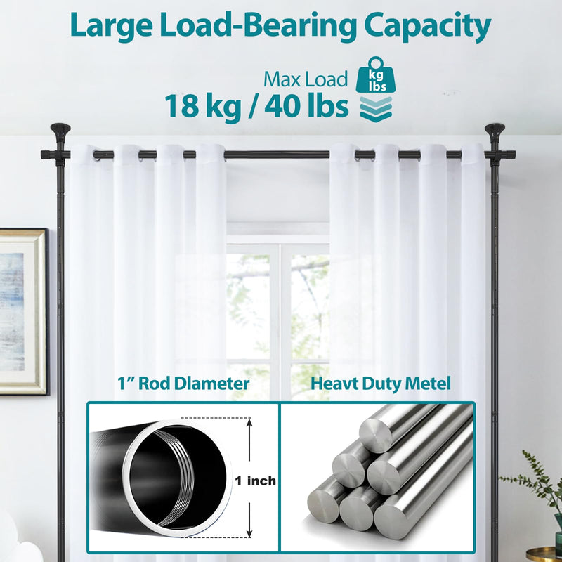 Room Divider- Adjustable 10FT No Drilling Curtain Rods Wall Divider for Room Separation, Heavy Duty Freestanding Hanging Room Divider Curtain Rod for Studio Rental, Black Room Partitions Dividers