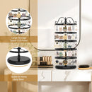MODOWEY 5 Tiers Metal Rotating Earring Holder Organizer, Exquisite Jewelry Display Stand Necklace Rack Holder, 220 Holes for Stud Pierced Earrings Women Girls- 14x6.3 Inch (Black)