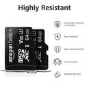 Amazon Basics MicroSDXC UHS-I Class 10 Memory Card with Full Size Adapter, A2, U3, V30, 4K, Read Speed up to 100 MB/s, 64 GB (2pack), for GoPro Cameras Storage, Black