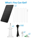 Solar Panel Charger Compatible with Eufycam 3/3C/2C/2C Pro/E40/E20/2/2 Pro/E/L20/L40/Solo/SoloCam Spotlight, 5W Solar Panel for Eufy Camera, Micro USB & USB-C Port, 9.8ft Cable, P65 Waterproof, 2 Pack