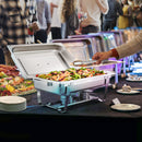 VEVOR Chafing Dish Buffet Set, 8 Qt 4 Pack, Stainless Chafer w/ 4 Full Size Pans, Rectangle Catering Warmer Server w/Lid Water Pan Folding Stand Fuel Tray Holder Spoon Clip, at Least 8 People Each