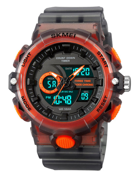 FANMIS Men's Digital Analog Outdoor Sports Watches Multi Function Military Waterproof Watch for Men LED Casual Stopwatch Alarm Tactical Army Watch Backlight, Alarm, Stopwatch (Orange)